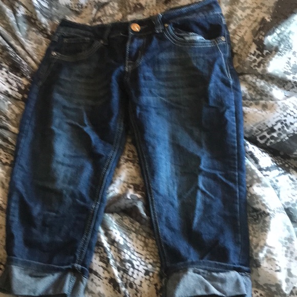 Mid calf jeans. Bling pockets. Worn few times. - Picture 2 of 3